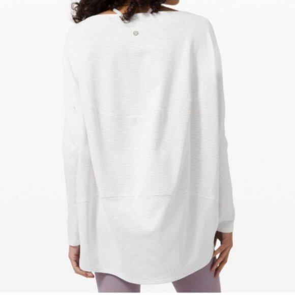Lululemon Back in Action Long Sleeve Shirt *Shine Shine Stripe White Gold - Picture 1 of 10